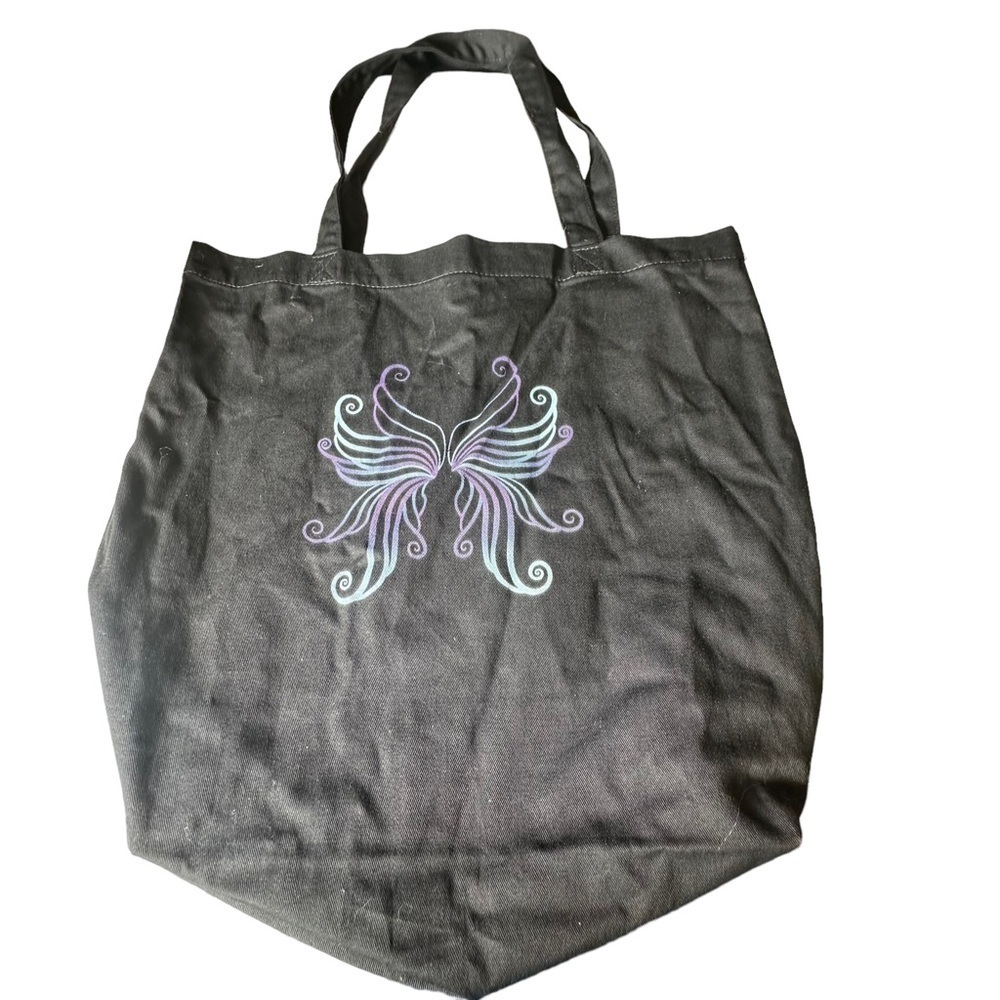 Econscious  Organic Cotton Butterfly Wing  Black Purple Tote Bag NWOT